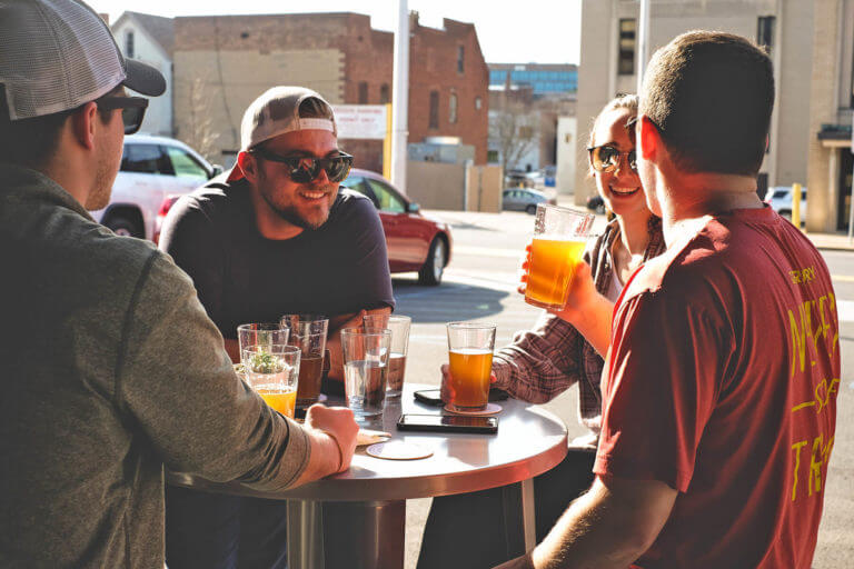 Some fine looking patrons at the Great Flats tasting room on a Summer day